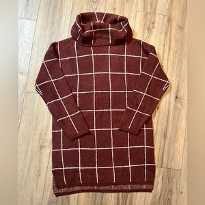 NWOT Lumiere Cowl Neck long plaid sweater Womens Large